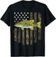 Camo American Flag Smallmouth Bass Fishing 4th Of July T-Shirt - T-Shirt | Black