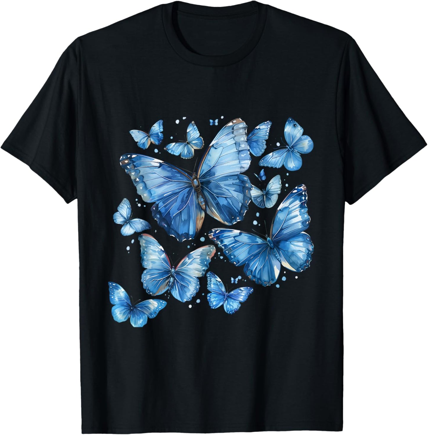 Blue Butterfly gardening Lepidoptera Lover Entomologist T-Shirt - T-Shirt | Black