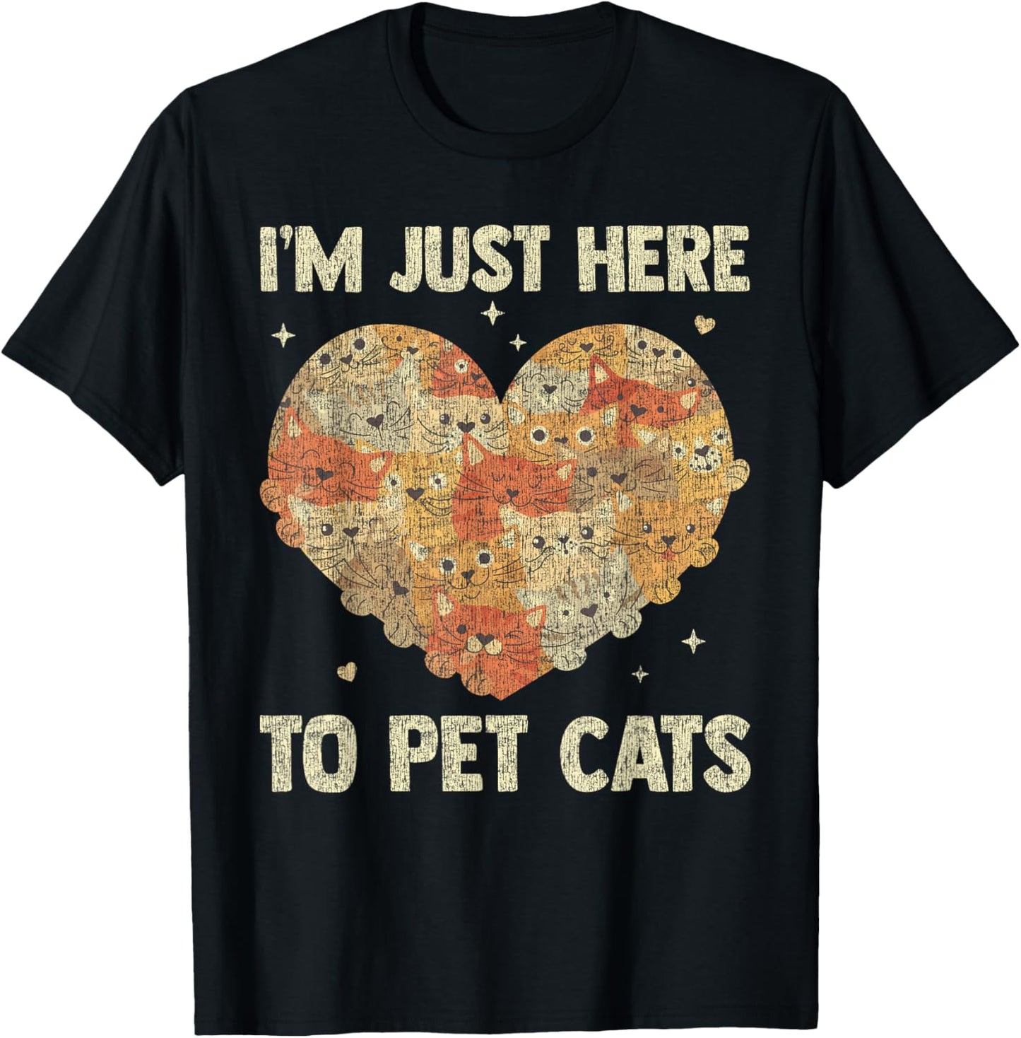 I'm Just Here To Pet Cats Funny Cat Heart Women T-Shirt - T-Shirt | Black