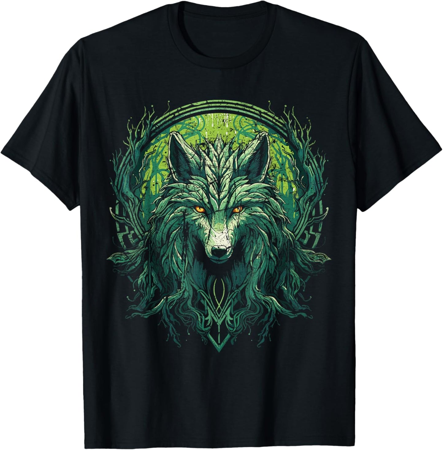 Celtic Mythology Fenrir Wolf Runes Viking Wolf of Odin T-Shirt - T-Shirt | Black