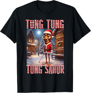 Tung Tung Tung Sahur - Merry Christmas Xmas Brainrot T-Shirt - T-Shirt | Black