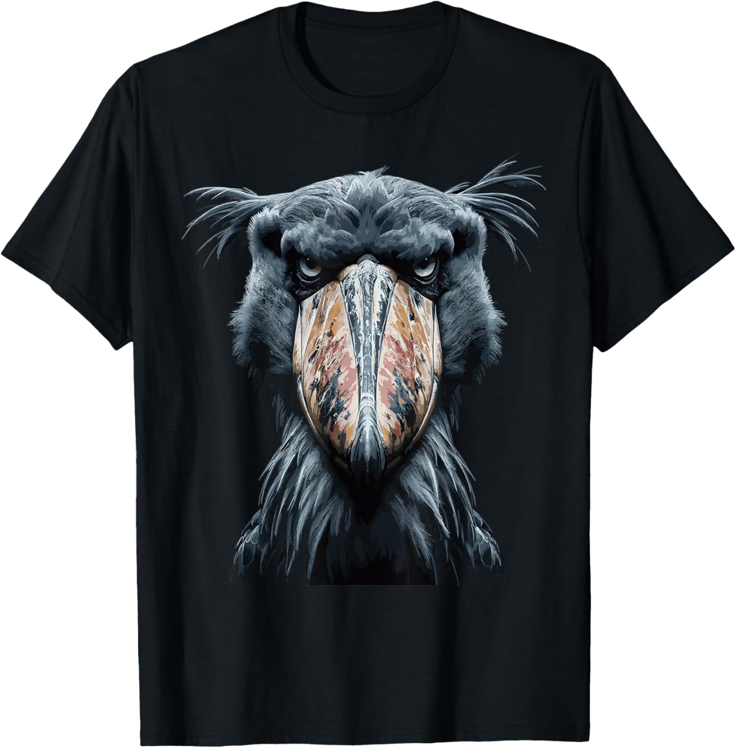 Majestic Shoebill Storks Portrait T-Shirt - T-Shirt | Black