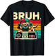 Bruh Retro Vintage 80s Gaming Pug BRUH Funny Gamer Bruh Dog Men Women Kids T-Shirt - T-Shirt | Black