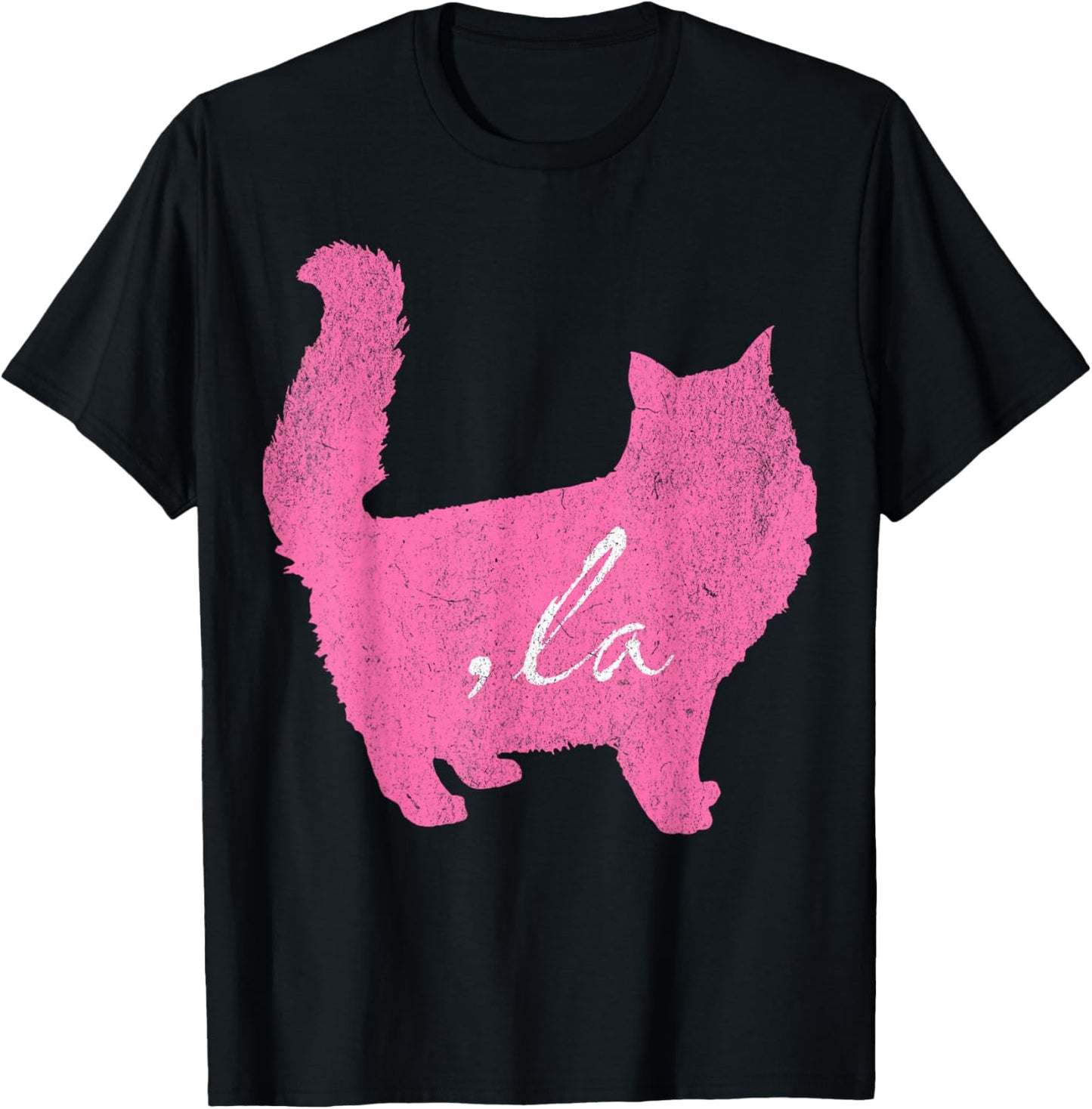 la/ Comma la/Comma la in A Pink Cat Silhouette Women Girls Kids T-Shirt - T-Shirt | Black