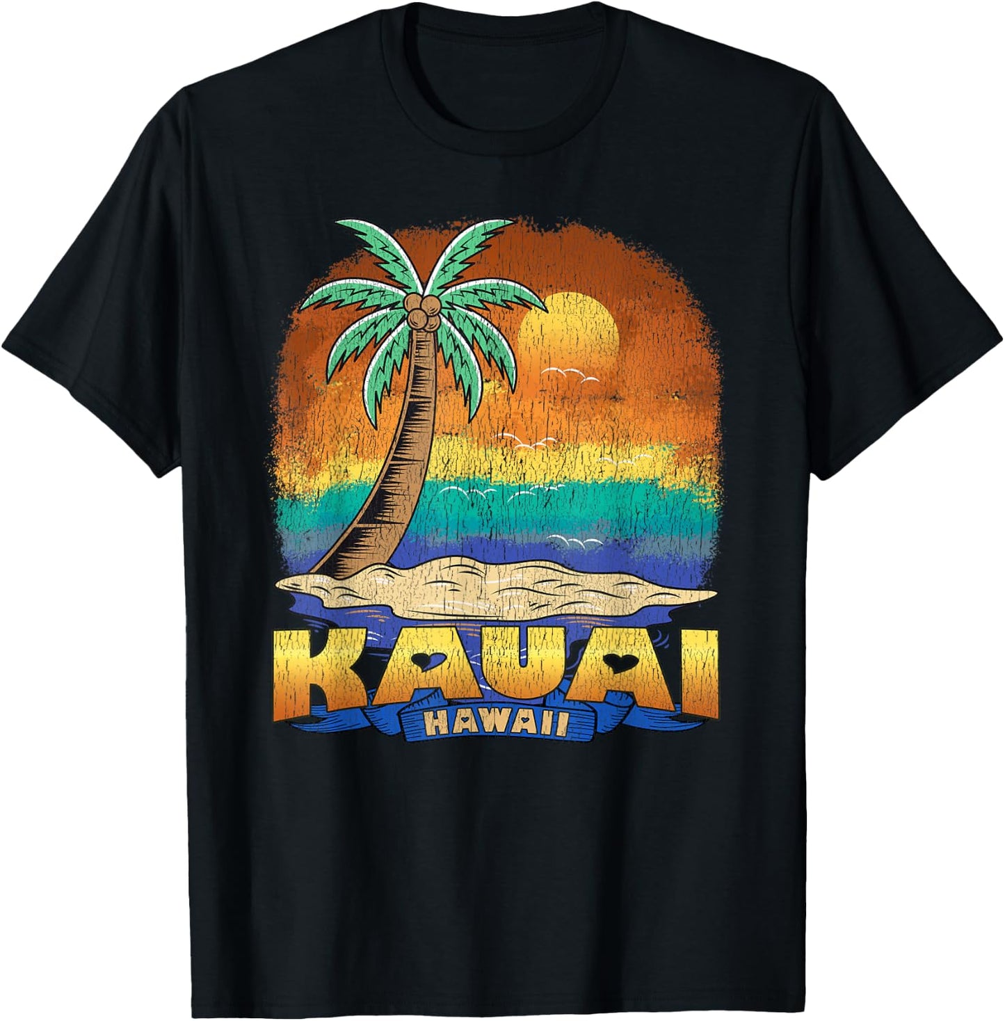 KAUAI HAWAII | Vintage Distressed Souvenir T-Shirt - T-Shirt | Black