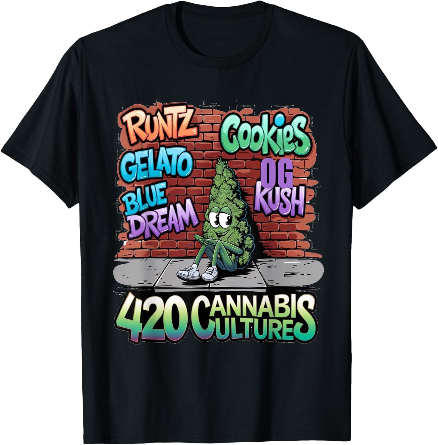 420 Cannabis Bud Nug Stoner Runtz Gelato Cookies Weed Strain T-Shirt - T-Shirt | Black