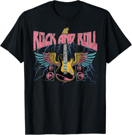 Rock and Roll Guitar Player Musicians T-Shirt - T-Shirt | Black