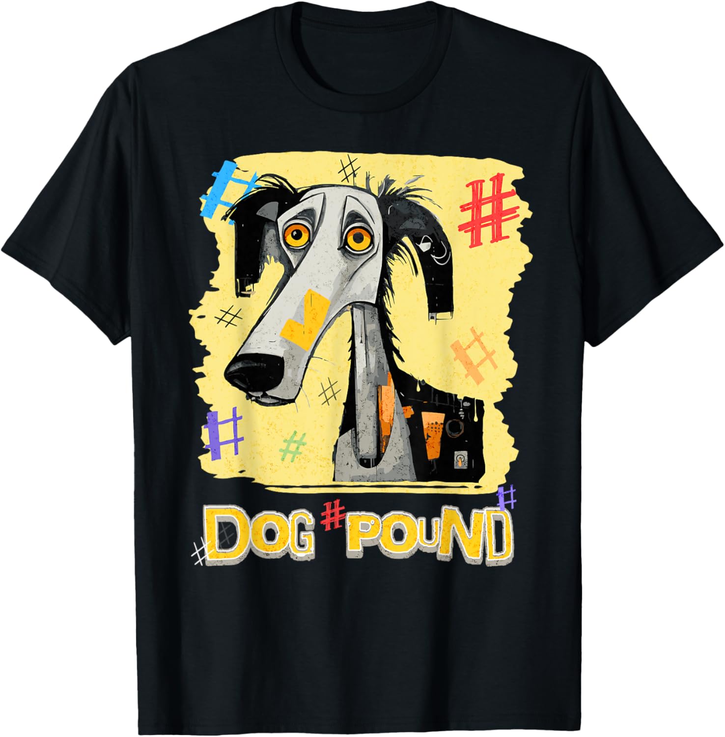 Confused Dog Worried About The Pound Sign Fun Pun Wordplay Men Women T-Shirt - T-Shirt | Black