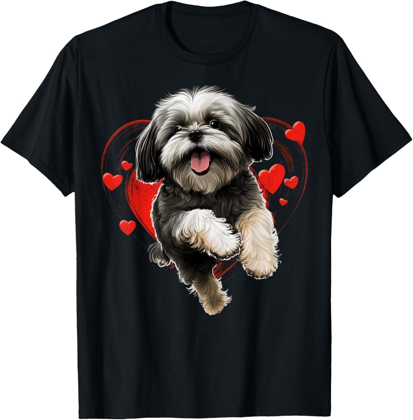 Shih Tzu Love Heart for Valentines Day on Shih Tzu Lover T-Shirt - T-Shirt | Black