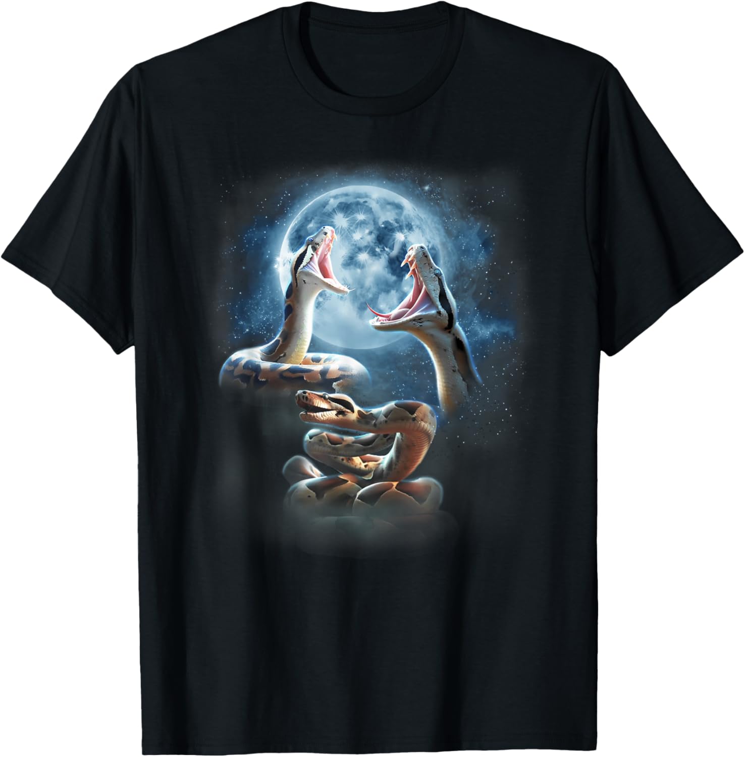 Boa Constrictor Shirt - Snakes Howling at the Moon T-Shirt - T-Shirt | Black
