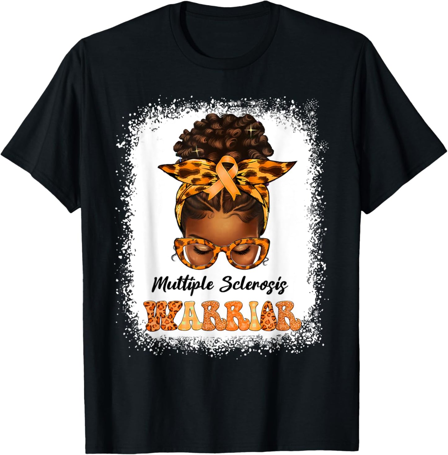 Black Women Multiple Sclerosis Awareness Messy Bun MS T-Shirt - T-Shirt | Black