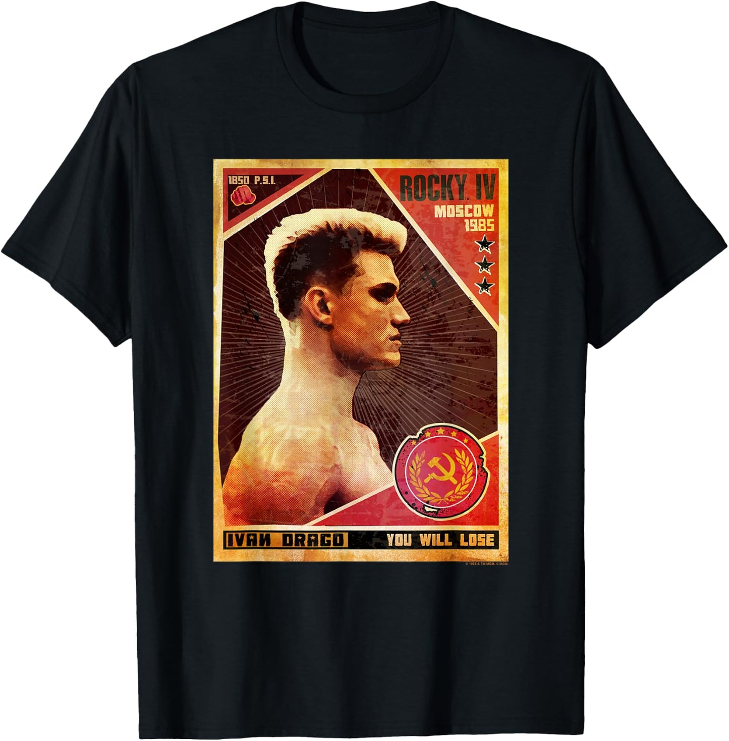 Rocky IV You Will Lose Ivan Drago Poster T-Shirt - T-Shirt | Black