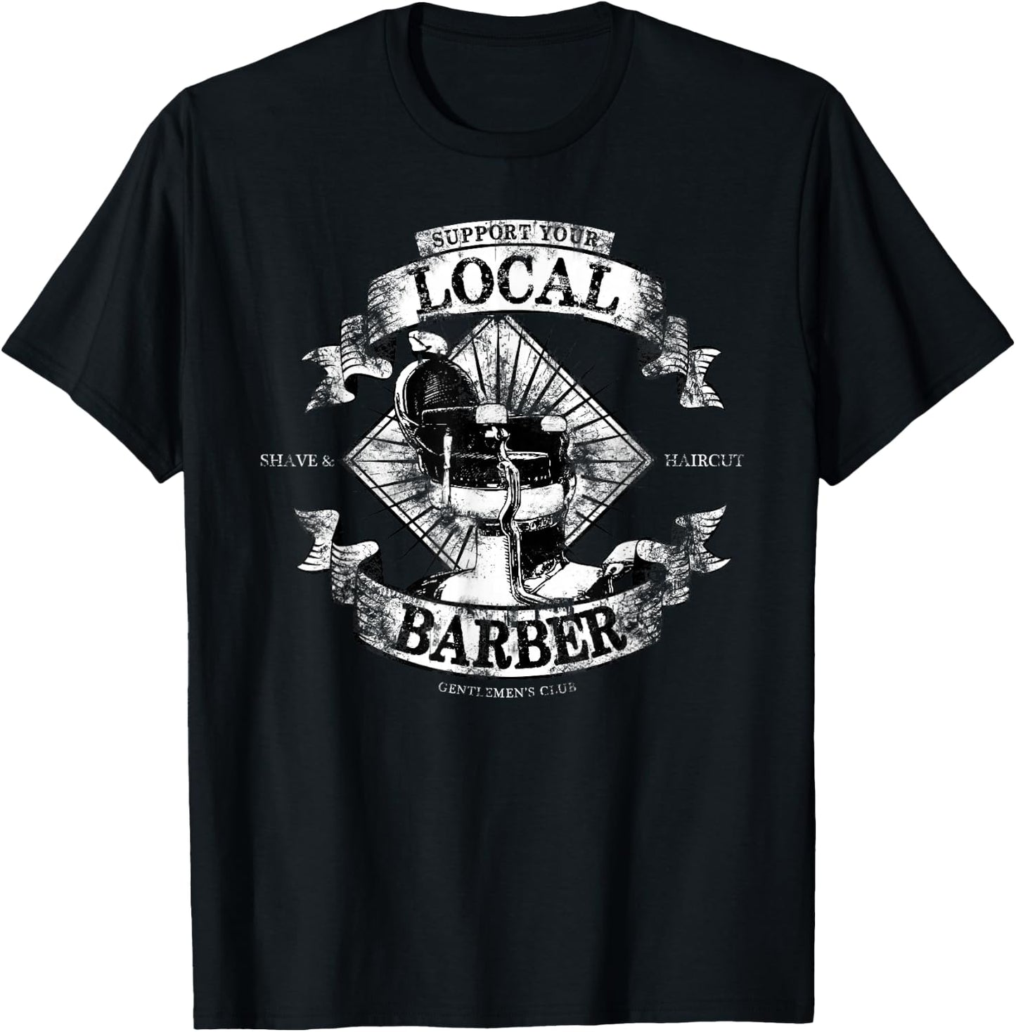 Support Your Local Barber Proud Barber Vintage Distressed T-Shirt - T-Shirt | Black