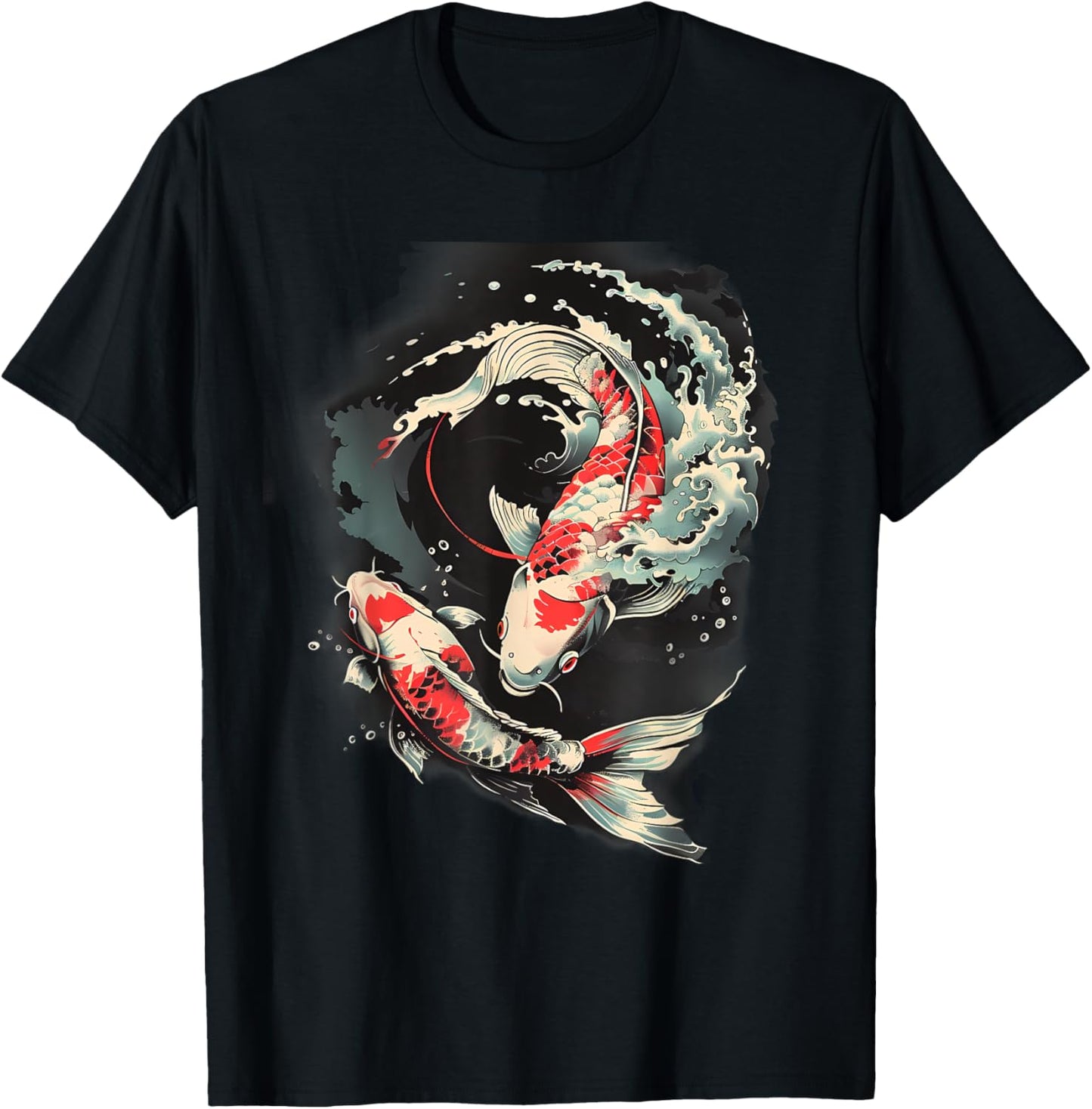 Koi Fish Japanese Koi Carp Fish Nishikigoi Fish Yin Yang T-Shirt - T-Shirt | Black