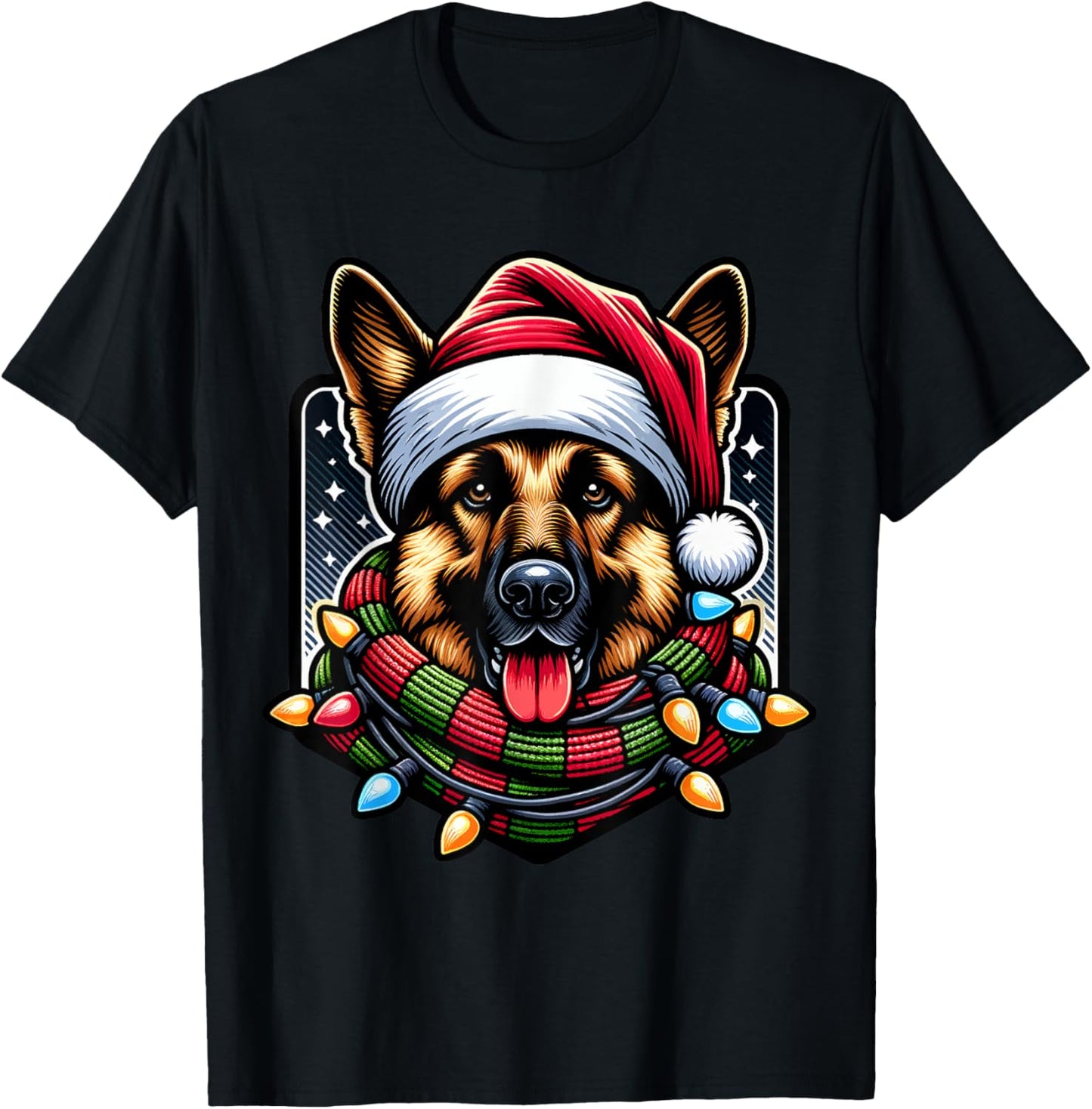 Christmas German Shepherd Xmas Shepherd Mom Dog Lover T-Shirt - T-Shirt | Black