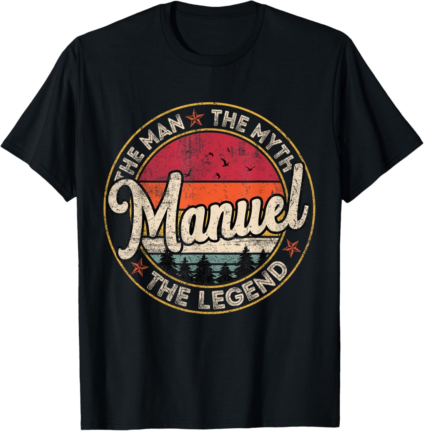 Manuel The Man The Myth The Legend Personalized Name T-Shirt - T-Shirt | Black