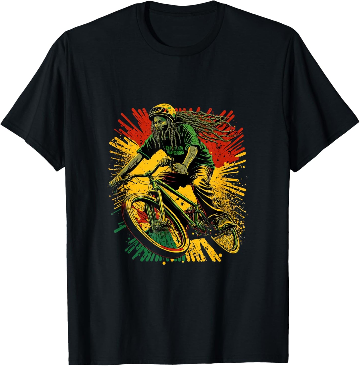 Cycling BMX Bike Rasta Cyclist Biking T-Shirt - T-Shirt | Black