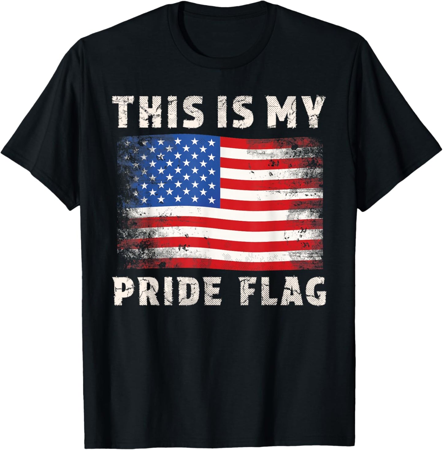 This Is My Pride Flag Shirt Patriotic USA Flag 4th July T-Shirt - T-Shirt | Black