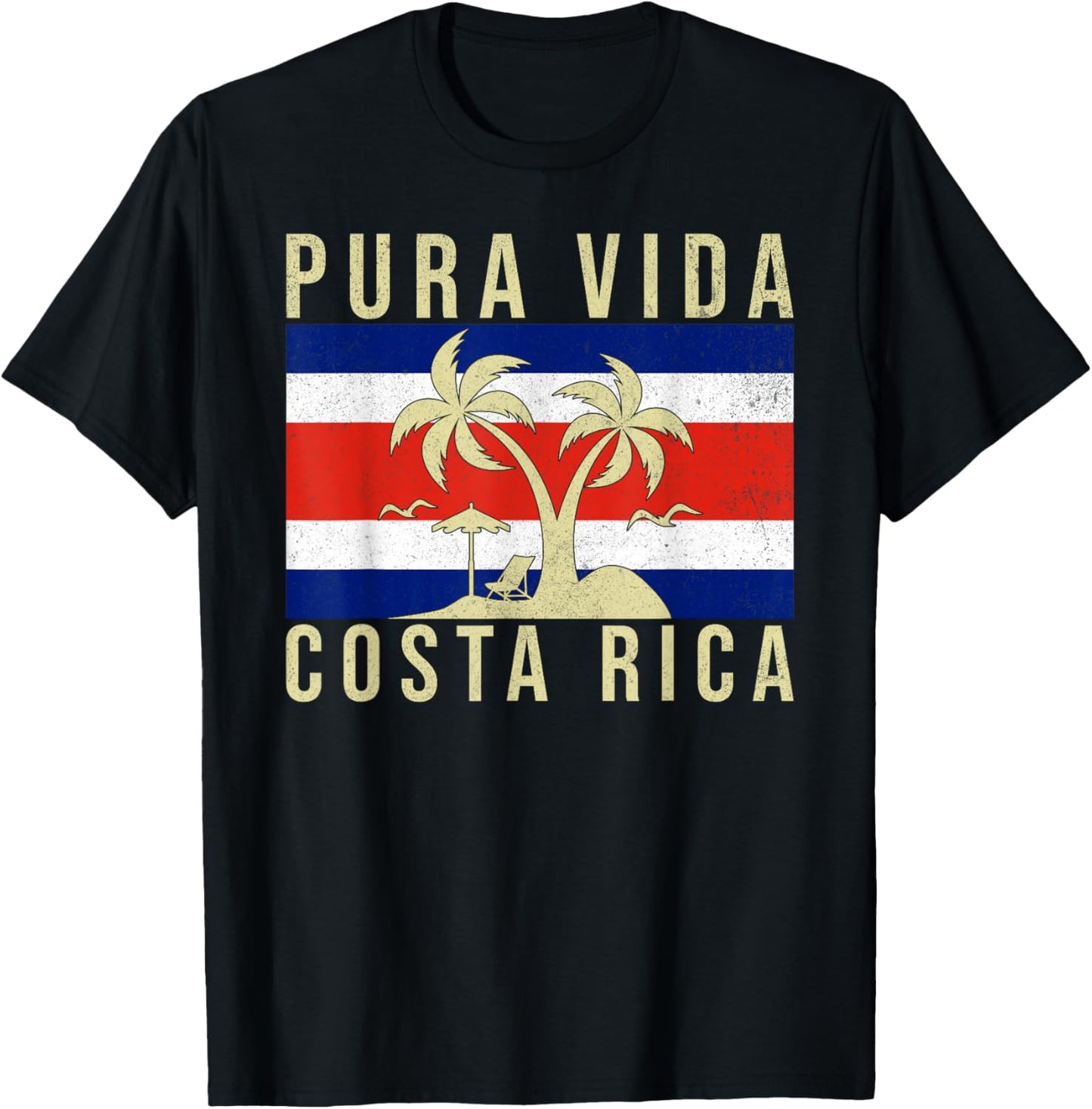 Vintage Family Vacation Costa Rica Flag Pura Vida Beach T-Shirt - T-Shirt | Black