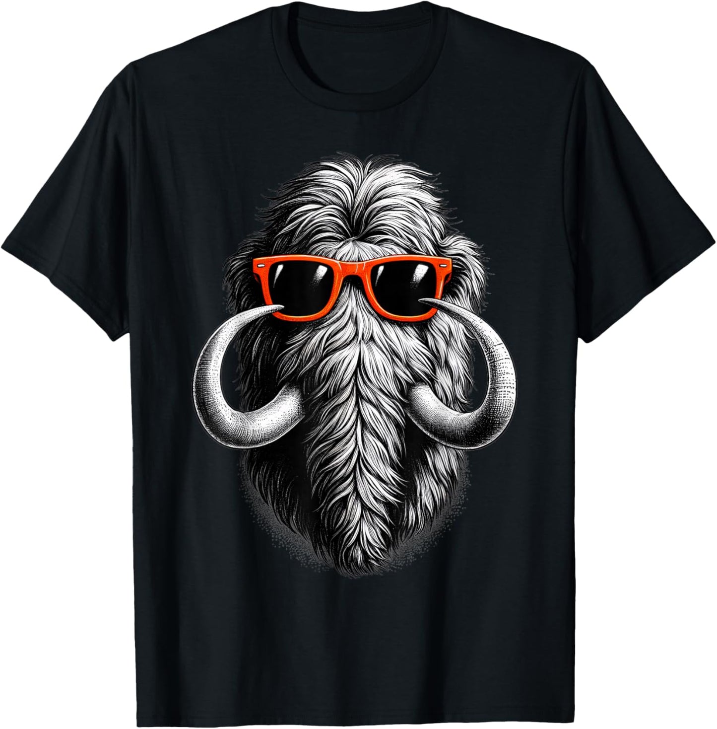 Cool Woolly Mammoth Wearing Sunglasses Graphic Art T-Shirt - T-Shirt | Black