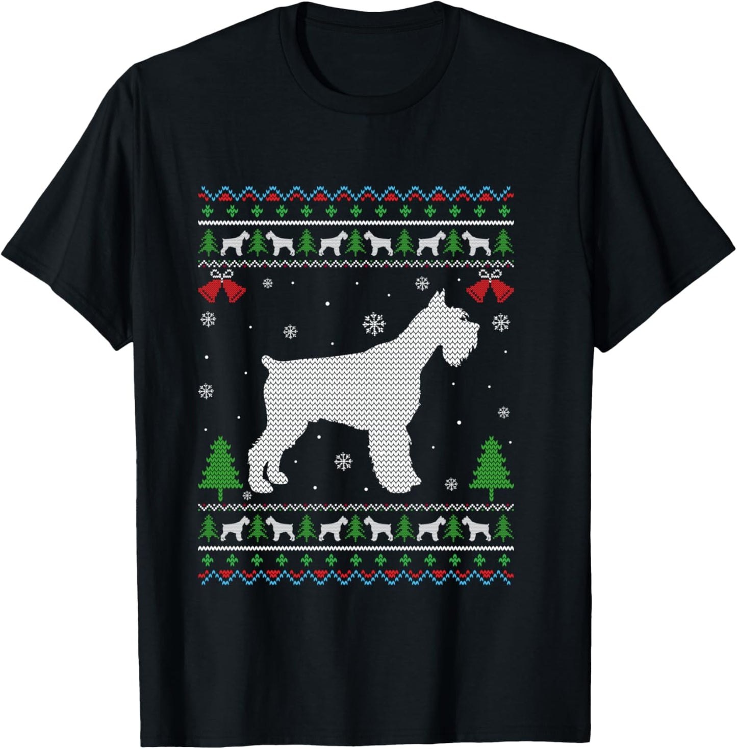 Ugly Xmas Design Schnauzer Dog Ugly Christmas Sweater Funny T-Shirt - T-Shirt | Black