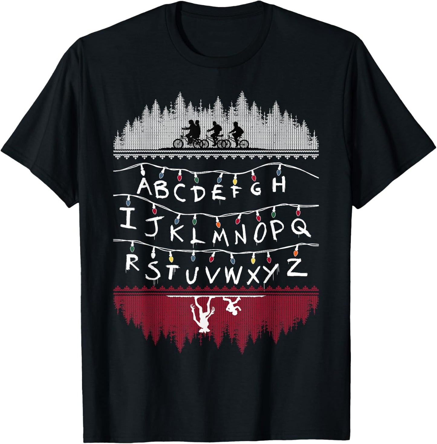 Netflix Stranger Things Alphabet Lights T-Shirt - T-Shirt | Black