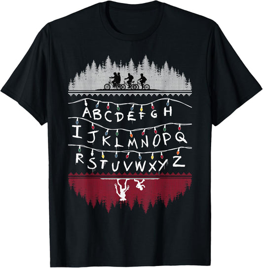 Netflix Stranger Things Alphabet Lights T-Shirt - T-Shirt | Black