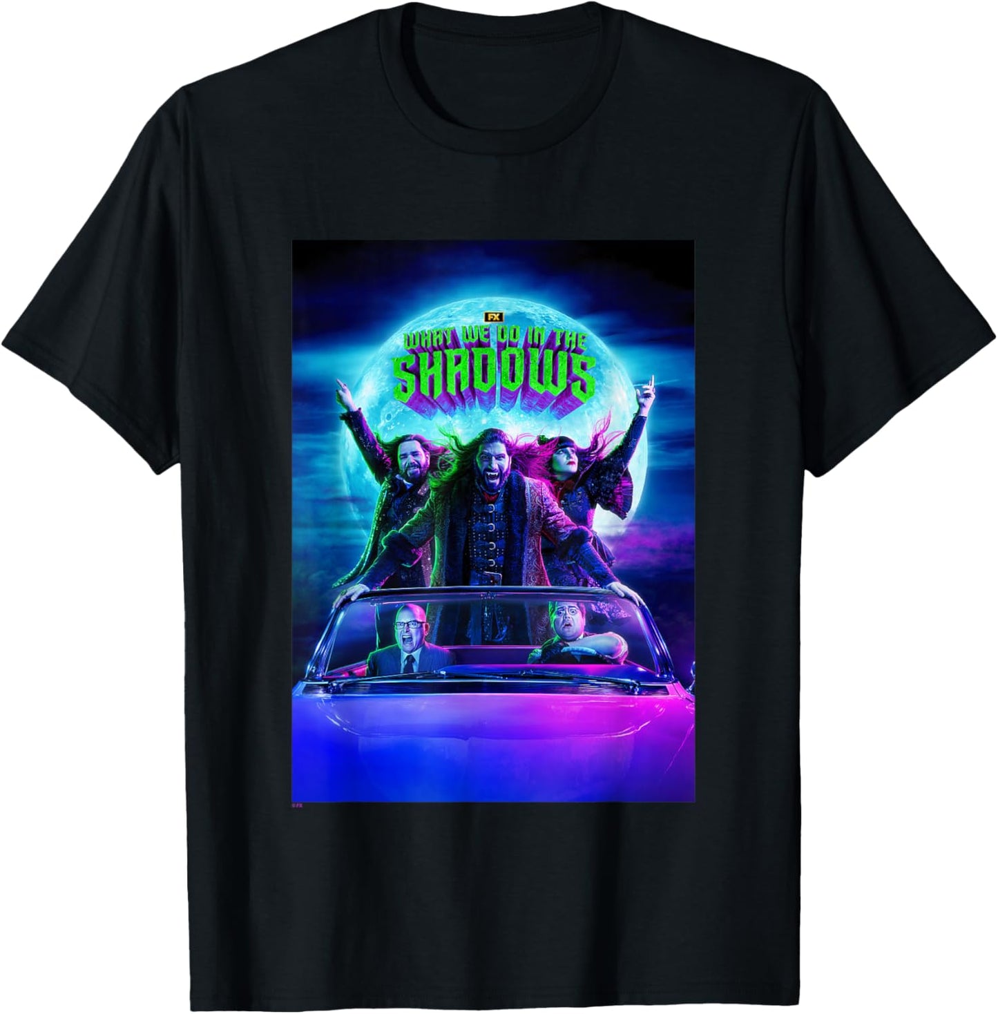 What We Do In The Shadows Iconic Group Shot Moon Poster T-Shirt - T-Shirt | Black