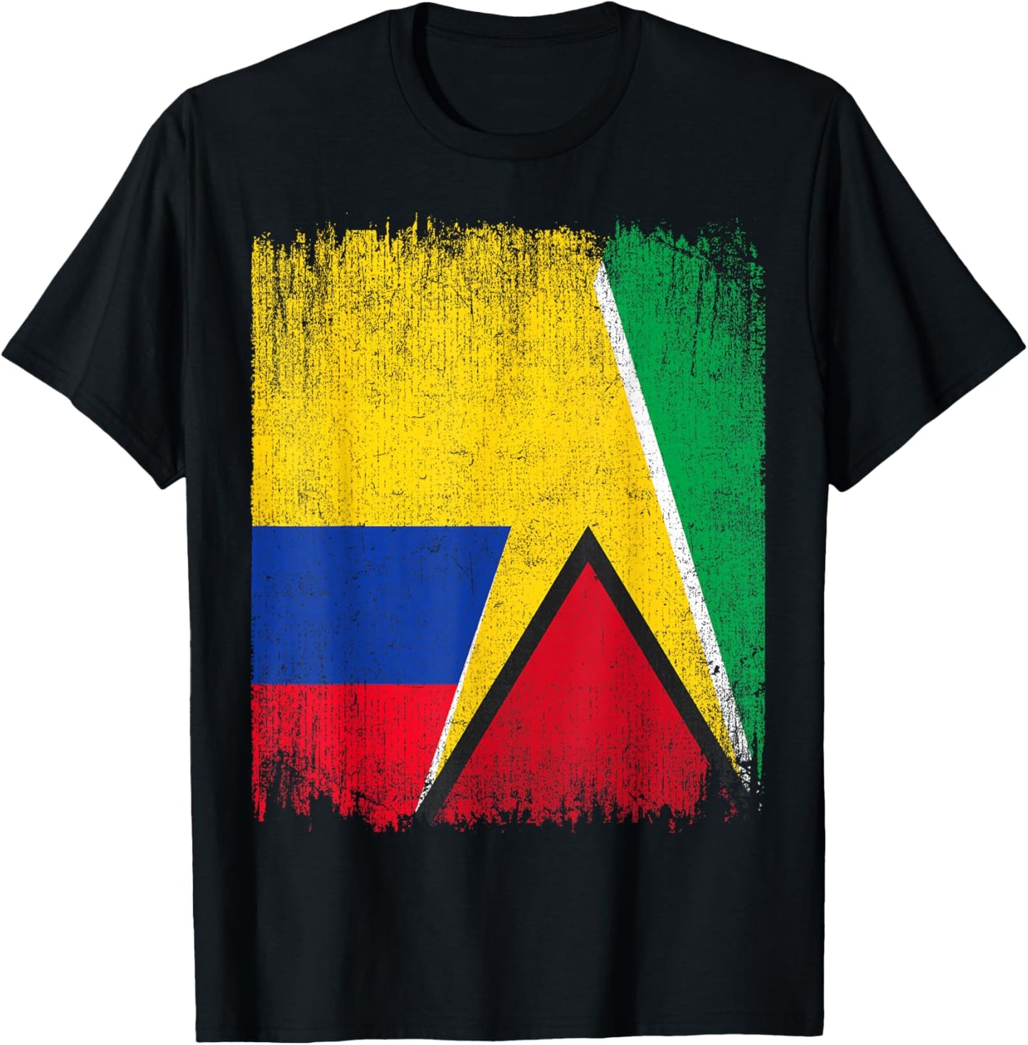 Half Colombia Guyana Flag Colombian Guyanese Pride Roots T-Shirt - T-Shirt | Black