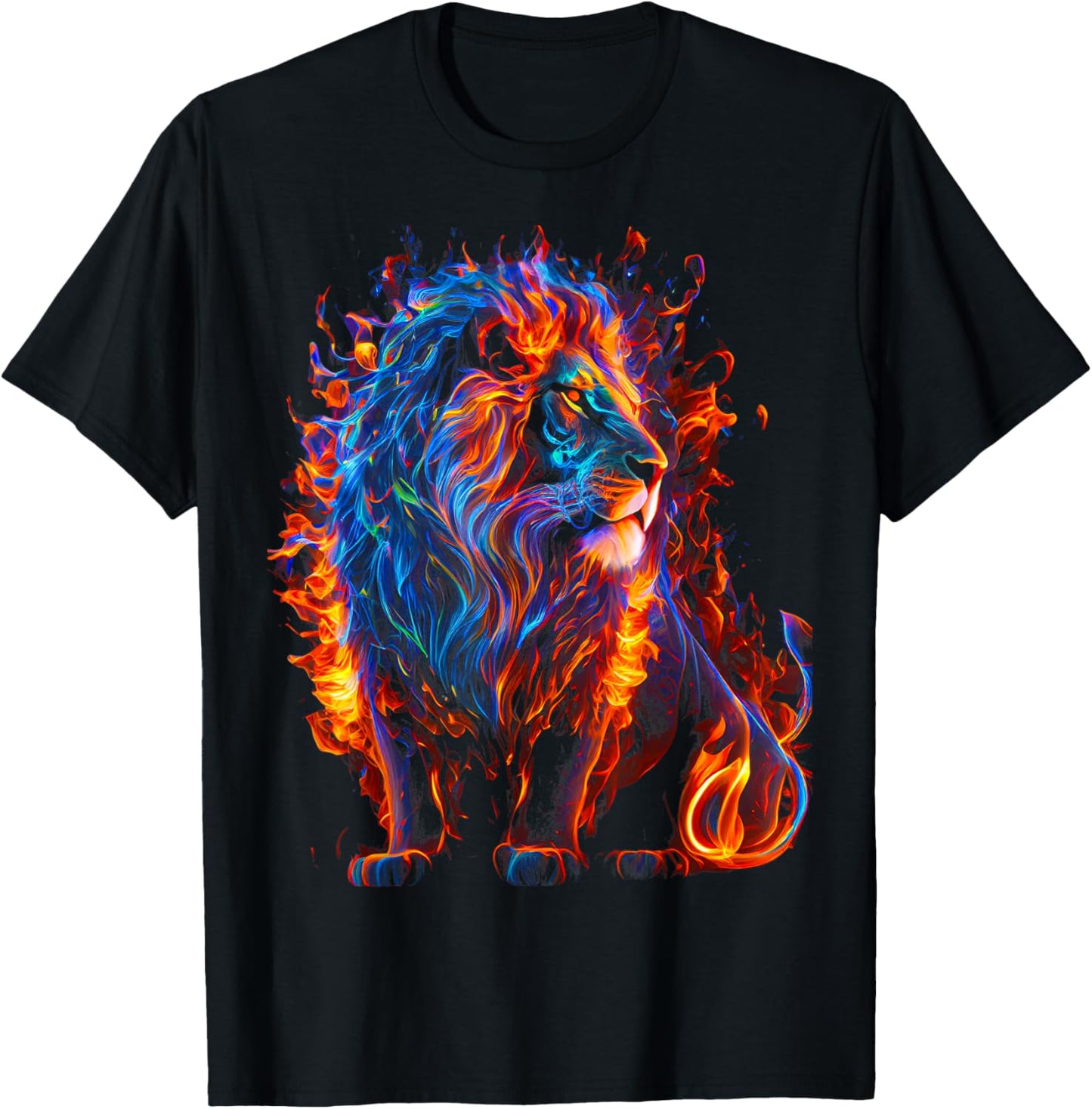 Fire of God, lion Animal roaring lion workout positive T-Shirt - T-Shirt | Black