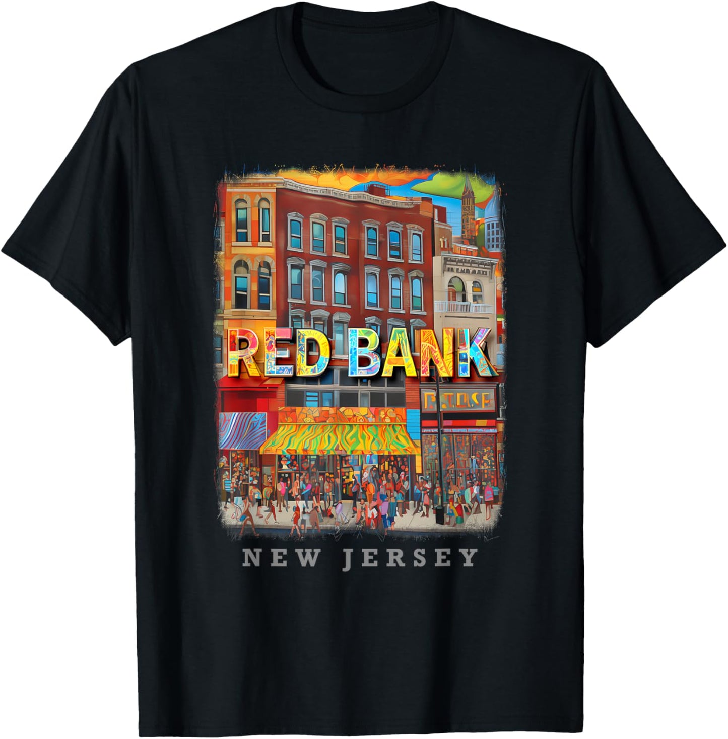 Red Bank New Jersey NJ Music and Art Scene SD503 T-Shirt - T-Shirt | Black