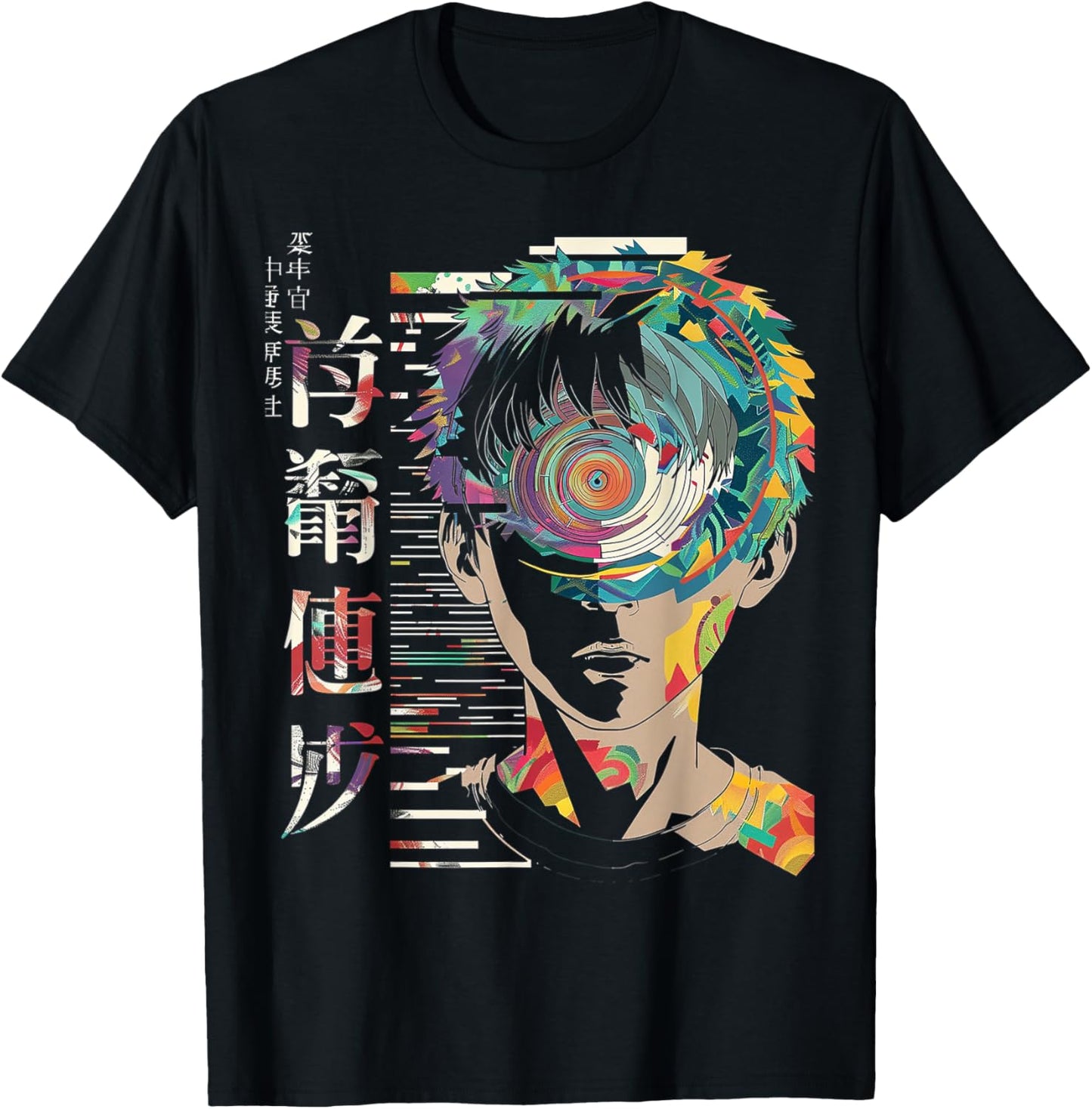 Anime Manga Motif Mandala Artwork Anime T-Shirt - T-Shirt | Black