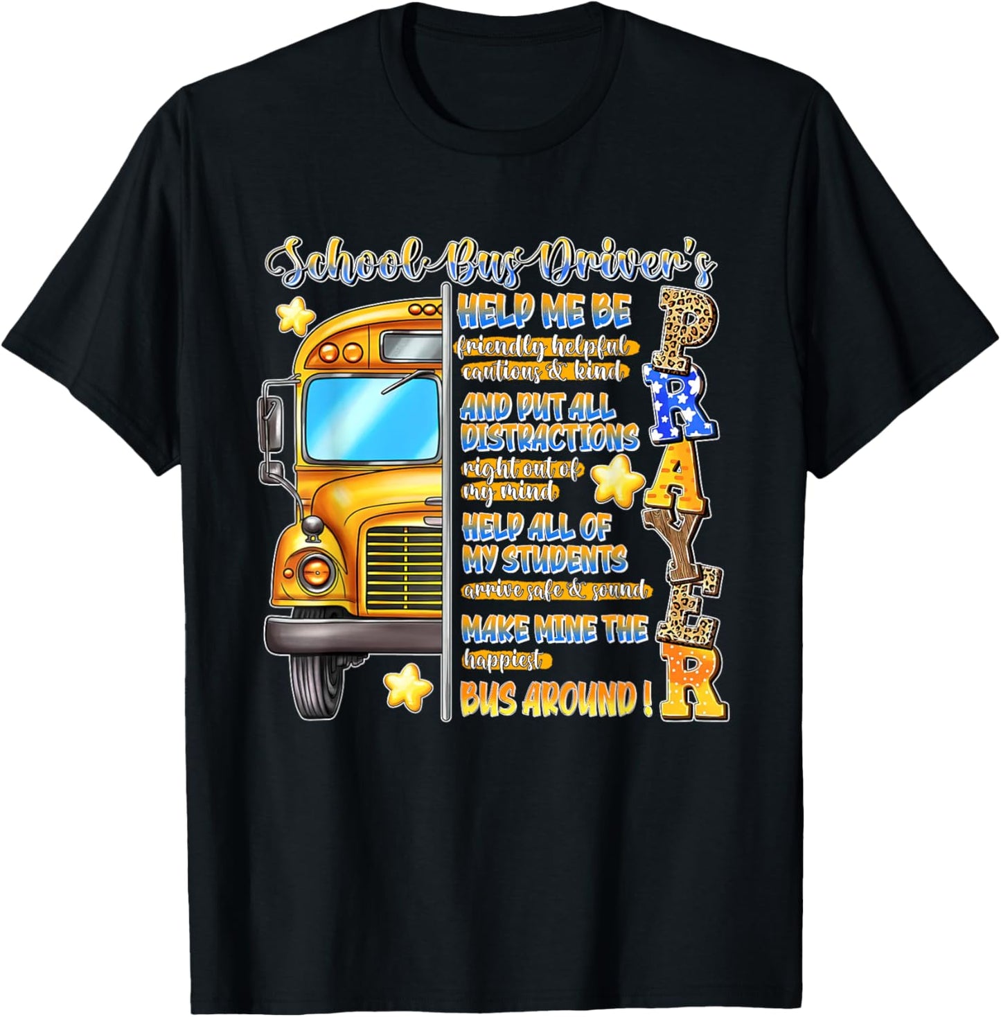 School Bus Driver's Prayer Motivational Job Saying Men Women T-Shirt - T-Shirt | Black