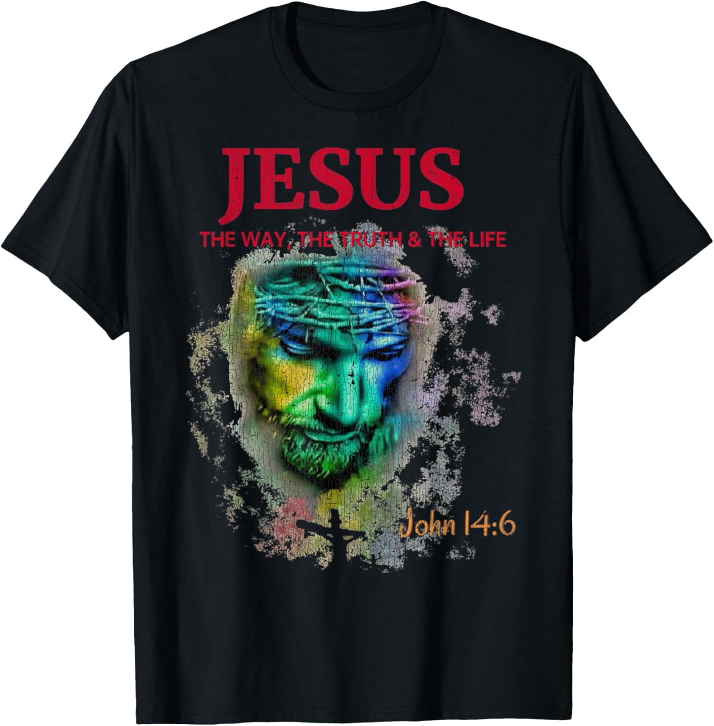 Vintage Image of Jesus Christ The Way The Truth And The Life T-Shirt - T-Shirt | Black