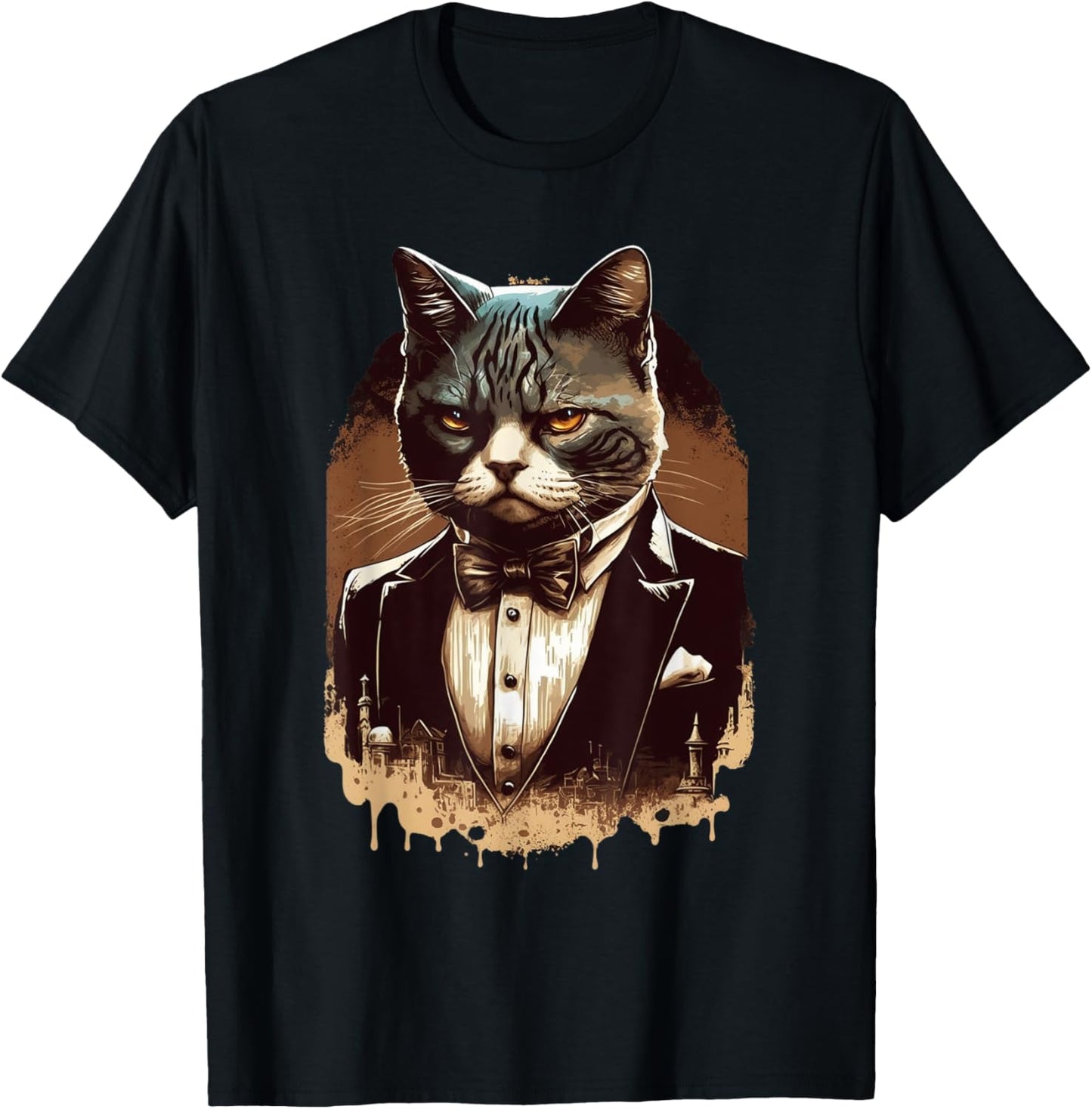Funny Mafia Cat Feline Gangster Cat Lovers Men Women T-Shirt - T-Shirt | Black