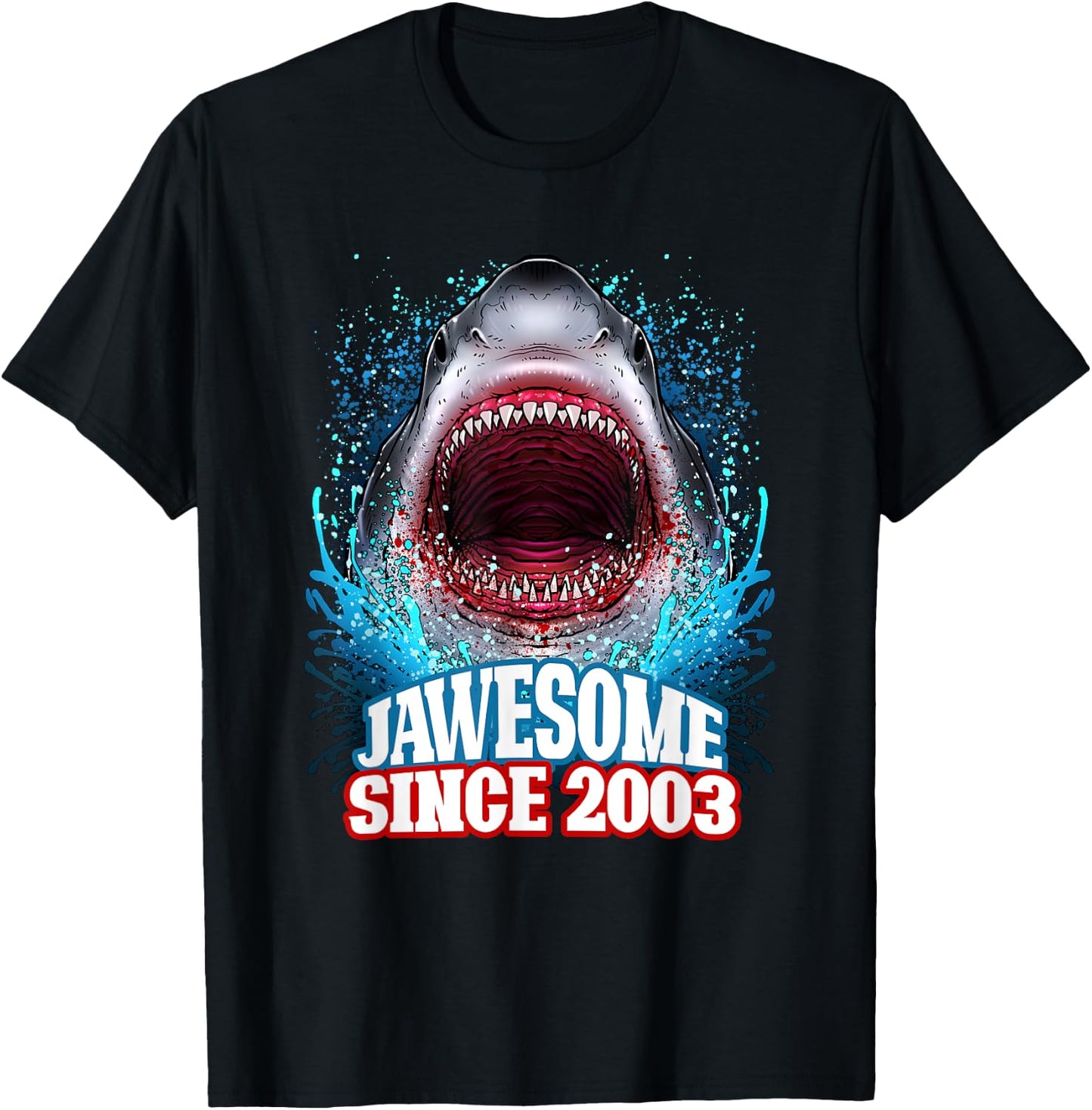 22nd Birthday Jawesome Since 2003 Shark 22 Years Old T-Shirt - T-Shirt | Black