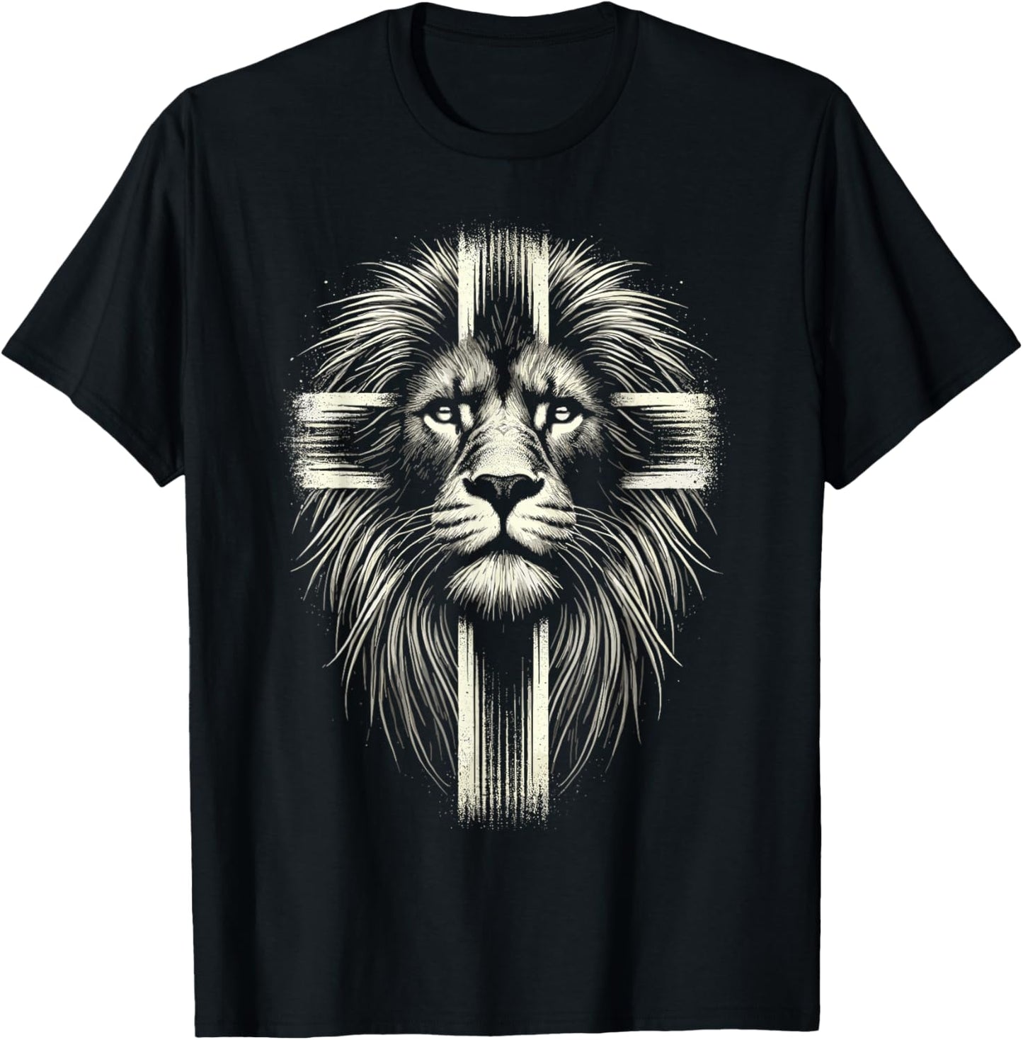 Lion of Judah Cross Christian T-Shirt - T-Shirt | Black