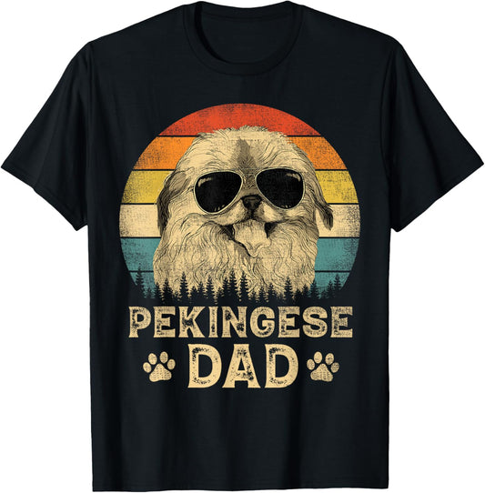Vintage Pekingese Dad Dog Lovers Father's Day T-Shirt - T-Shirt | Black
