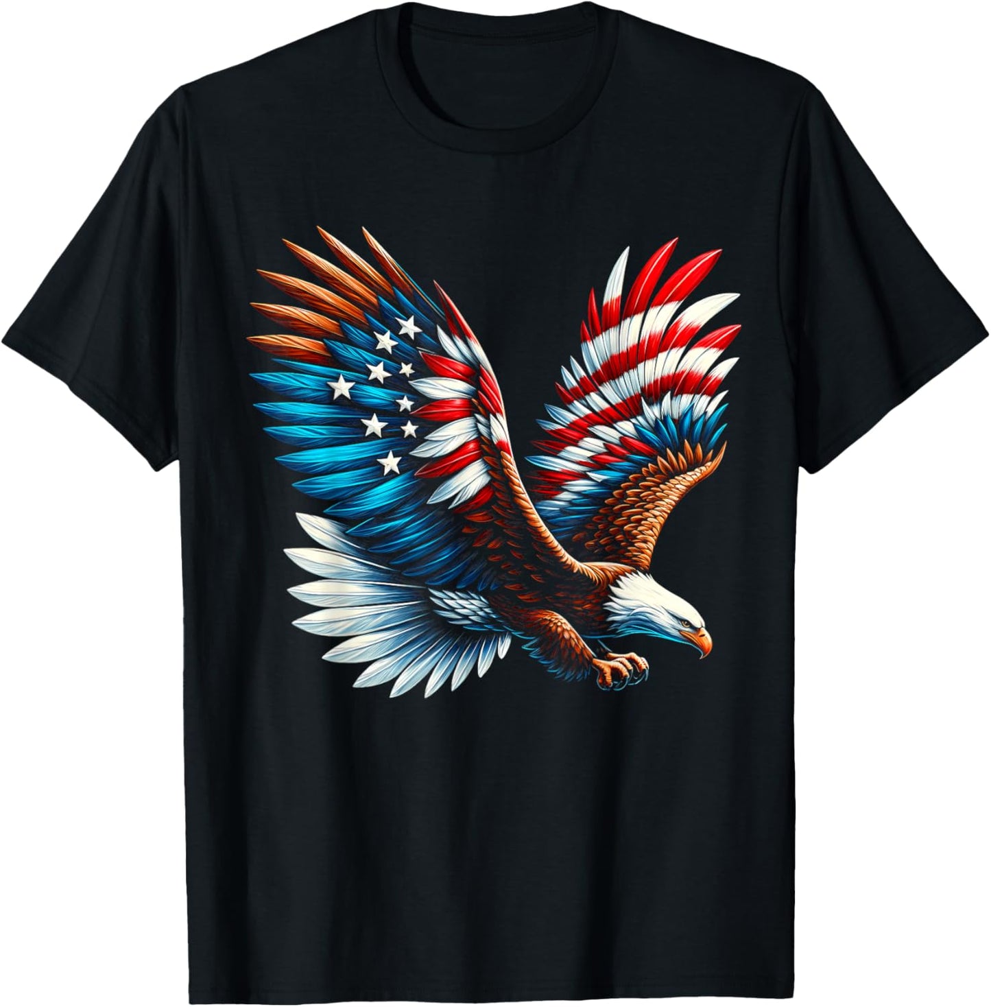 Bald Eagle & Patriotic American Flag 4th Of July T-Shirt - T-Shirt | Black