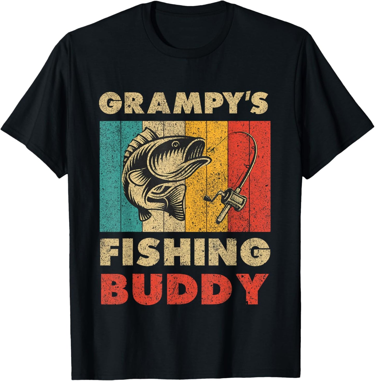 Funny Fishing Grampy's Fishing Buddy Vintage Fishing T-Shirt - T-Shirt | Black