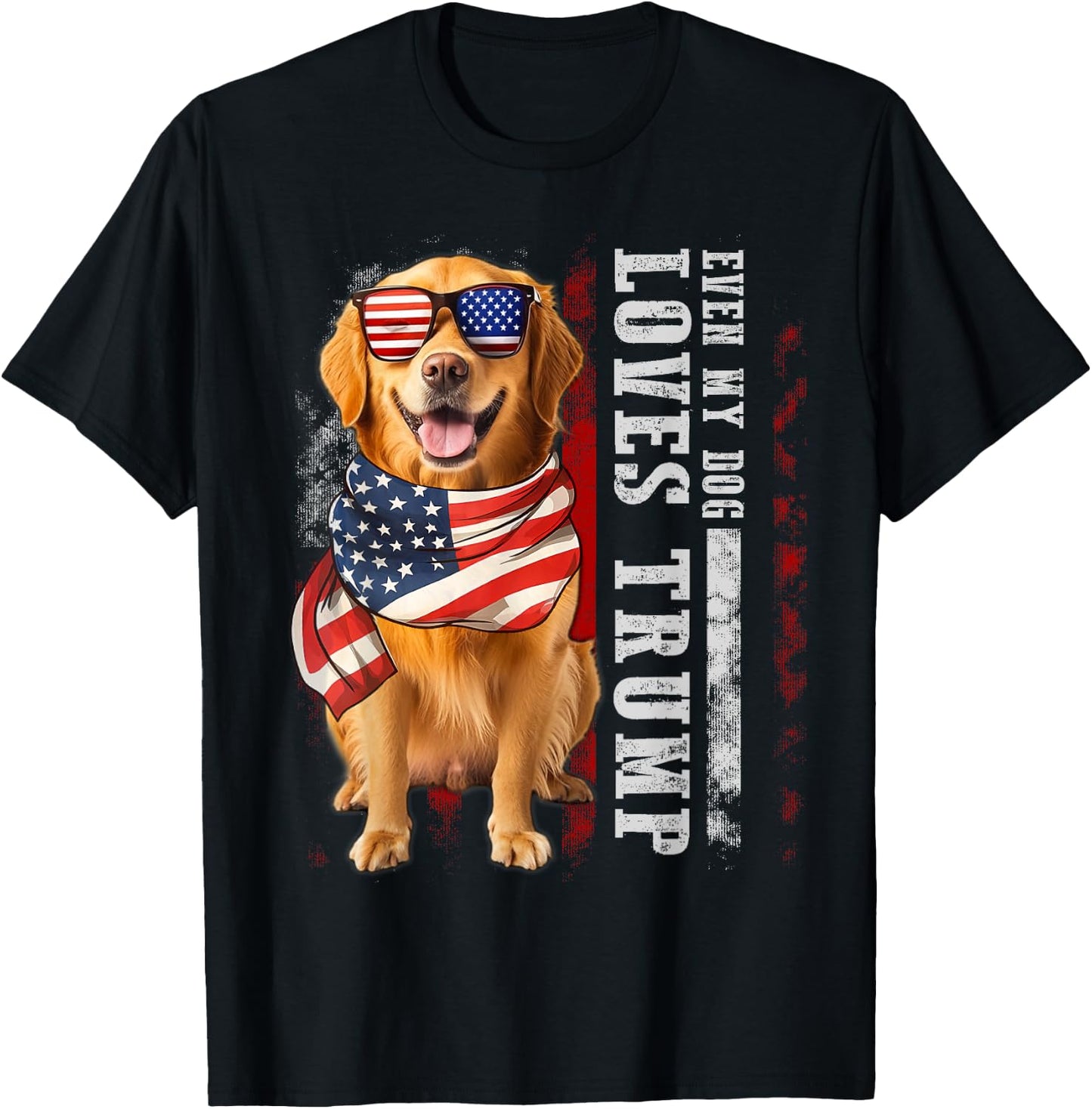 Golden retriever Even My Dog Loves Trump Funny Women Kids T-Shirt - T-Shirt | Black