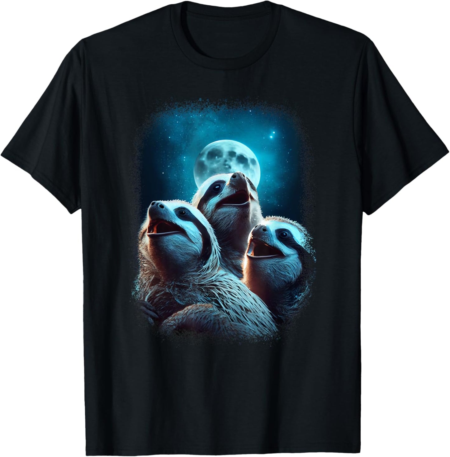 Sloth Howling At The Moon Funny Wild Animal Pet Sloth Lover T-Shirt - T-Shirt | Black