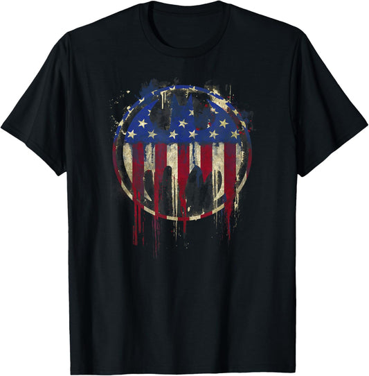 Batman Bleeding American Flag Signal T-Shirt - T-Shirt | Black