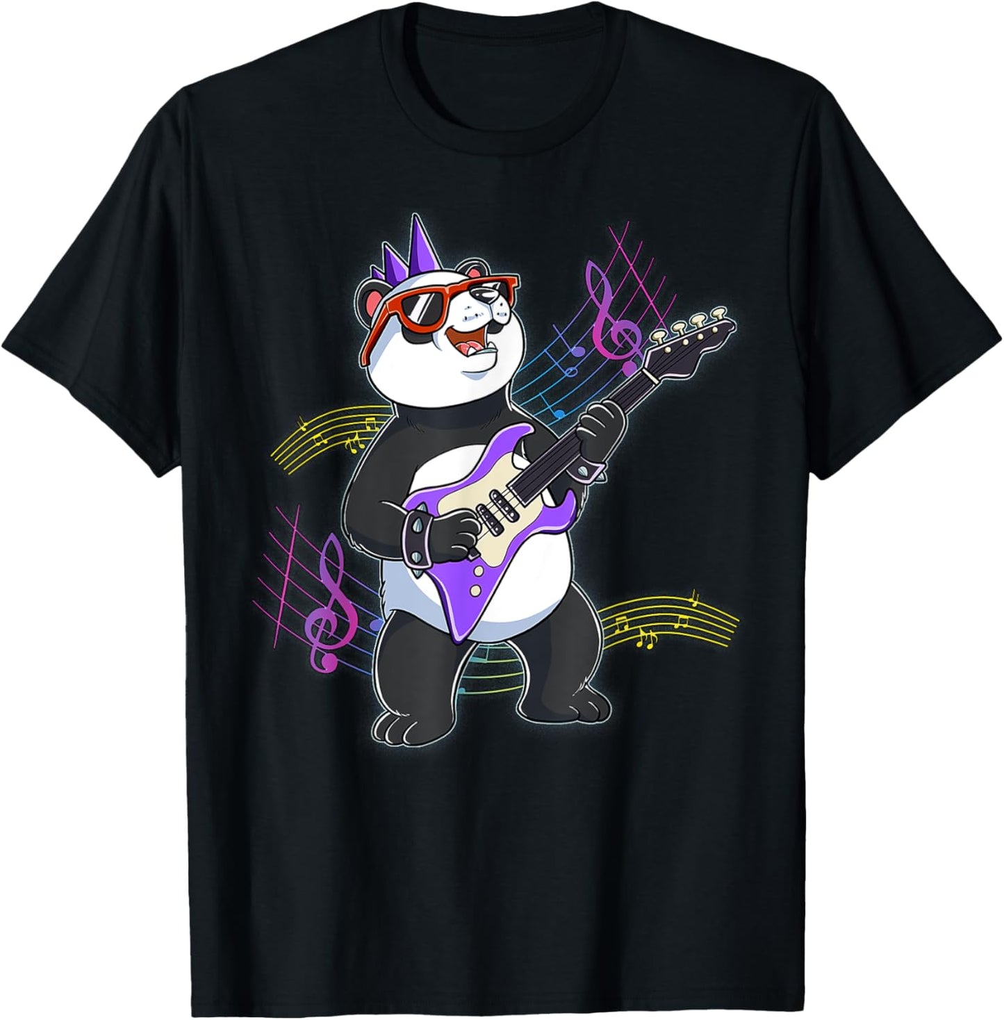 Panda Guitar Rockstar T-Shirt - T-Shirt | Black