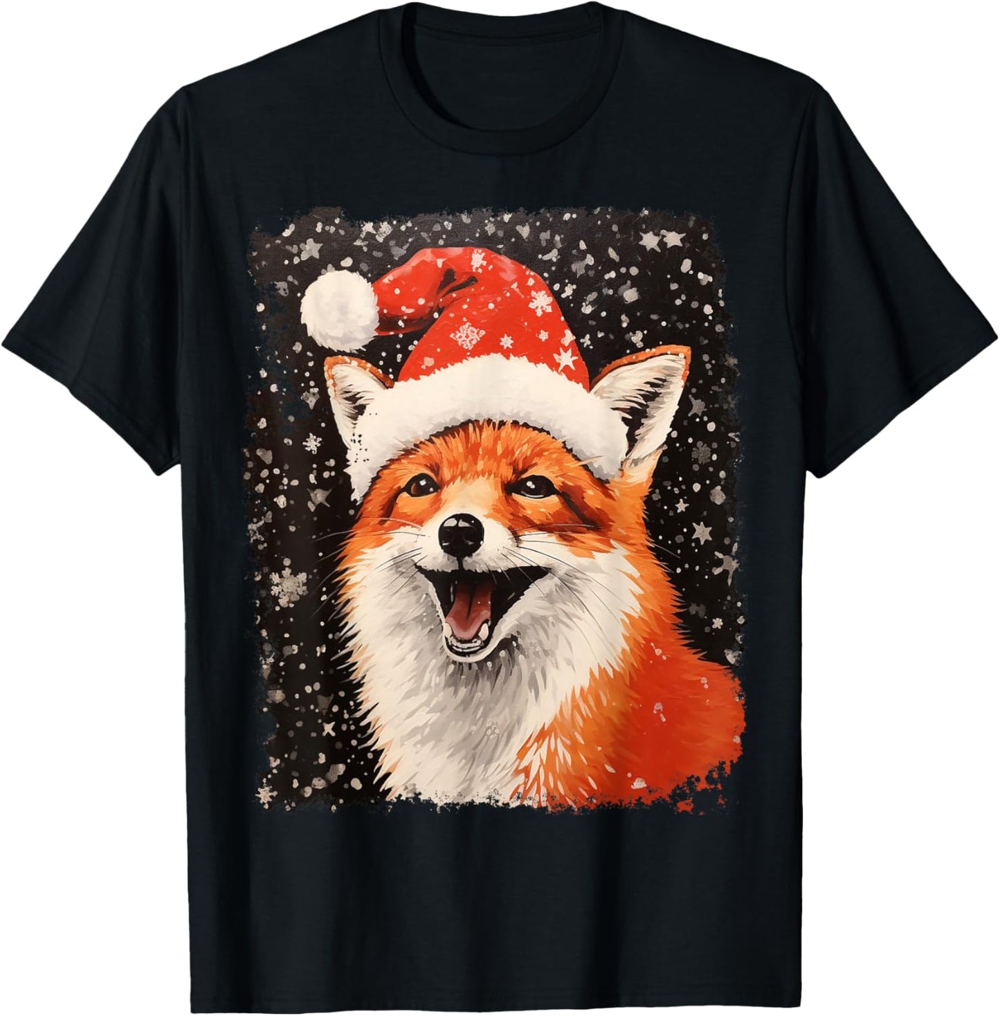 Cute Christmas Fox T-Shirt - T-Shirt | Black