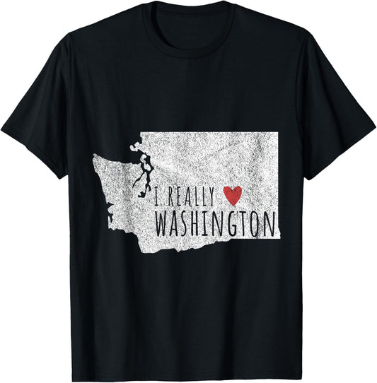 I Really Love Washington Funny Washington Roots T-Shirt - T-Shirt | Black