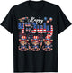 Happy 4th Of July Three Cute Leopards Sunglasses Flag Proud T-Shirt - T-Shirt | Black