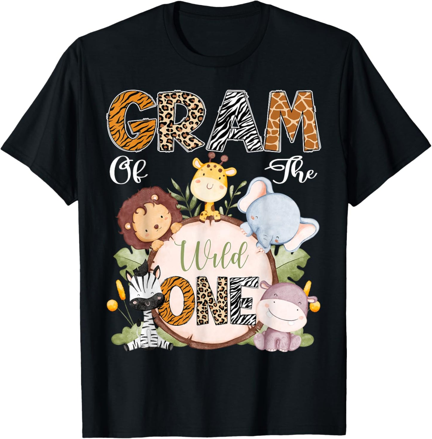 Gram Of The Wild One 1St Birthday Safari Woodland T-Shirt - T-Shirt | Black