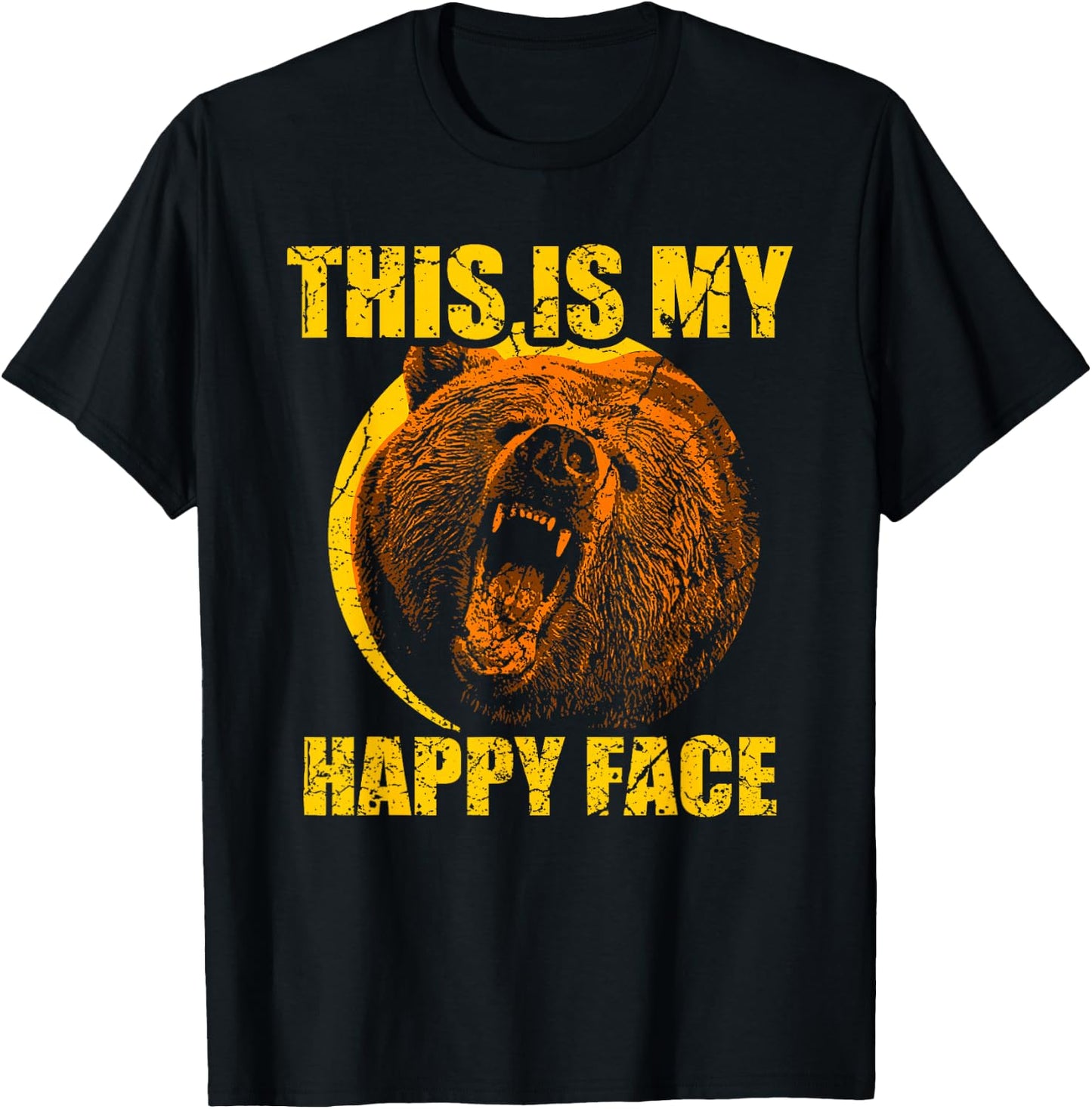This Is My Happy Face Bear Funny Grizzly T-Shirt - T-Shirt | Black