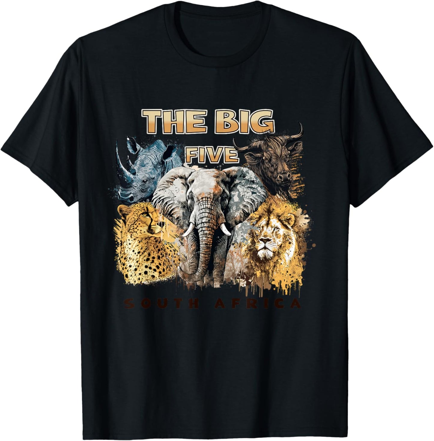 The Big Five South Africa South African Animals T-Shirt - T-Shirt | Black